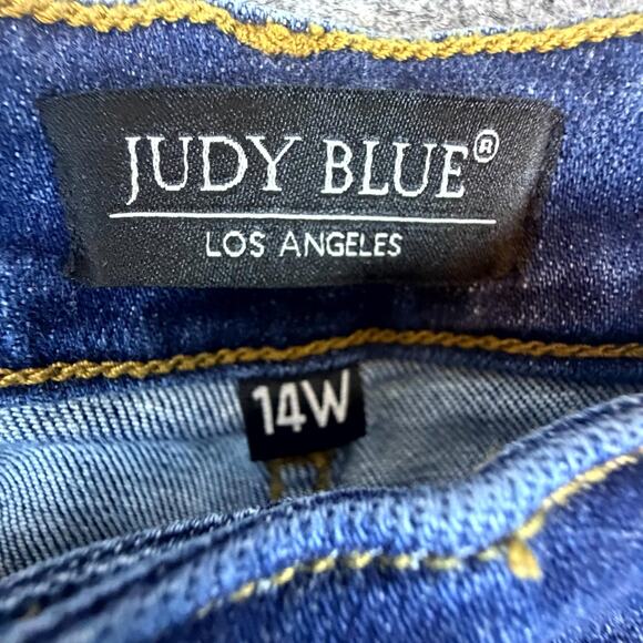 Judy Blue Jeans Womens 14W Blue Dark Wash Denim Cotton High Rise Skinny Fit - Picture 3 of 9